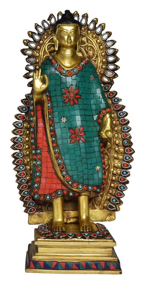 Brass Buddha God Idol Statue 7.8Kg